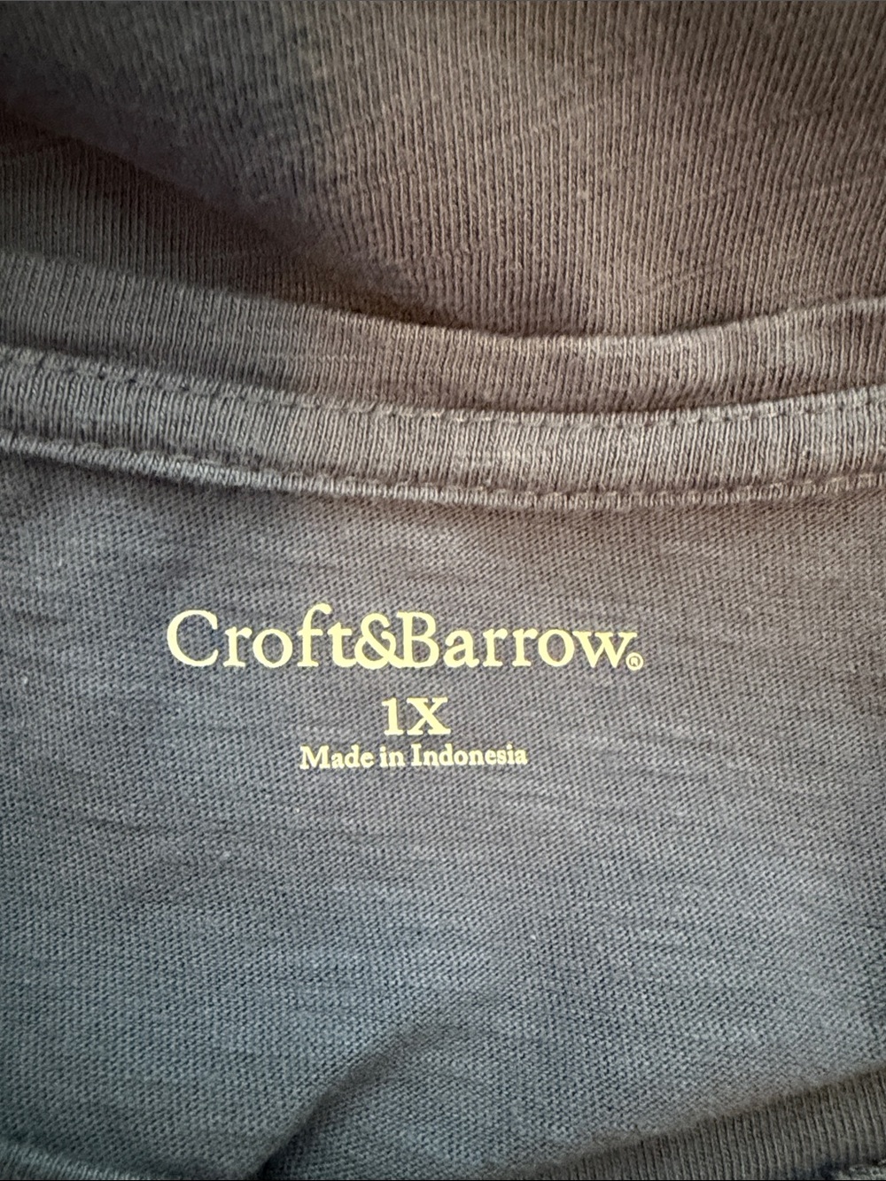 croft & barrow Blue Crochet-Front Long Sleeve Tee - Picture 2 of 6